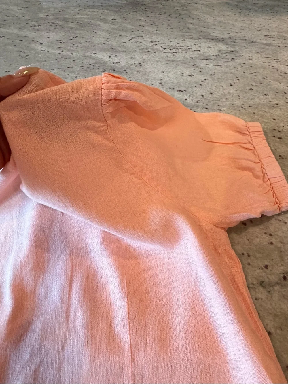 Michael Kors Peach V-Neck Short Sleeve Top with Center Buckle